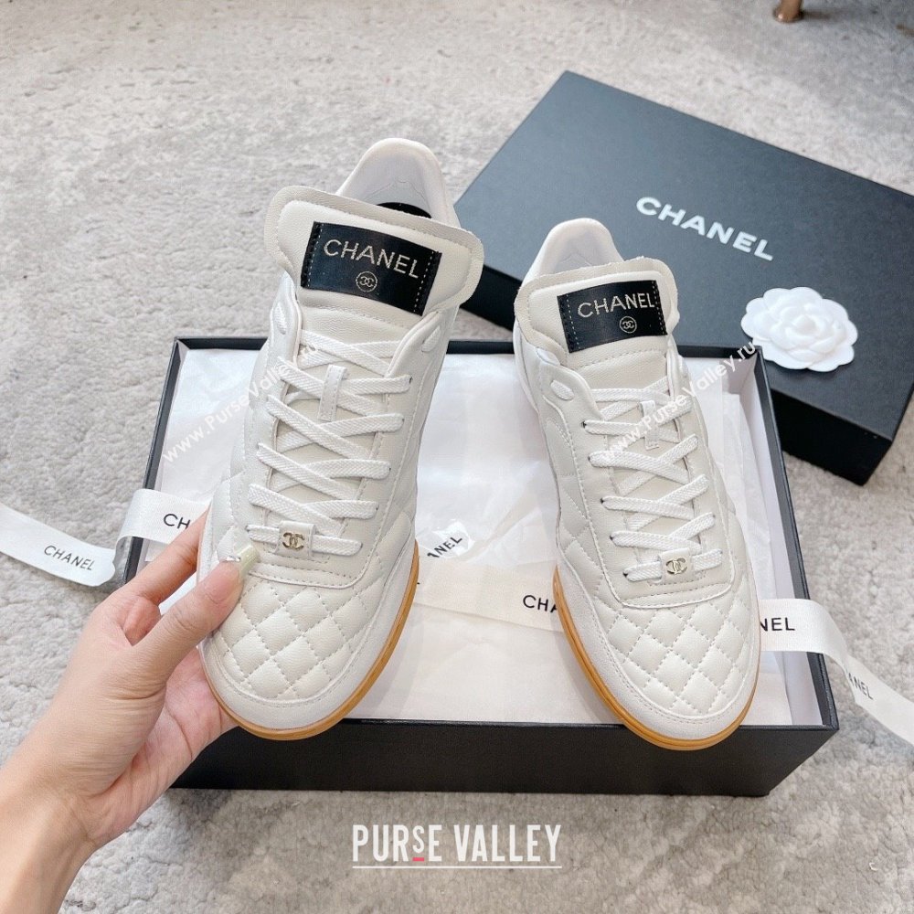 chanel white Calfskin & Suede Calfskin sneakers G45335 2023 (ssxy-231013-03)