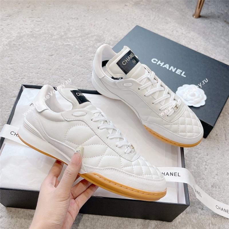 chanel white Calfskin & Suede Calfskin sneakers G45335 2023 (ssxy-231013-03)