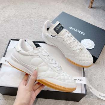 chanel white Calfskin & Suede Calfskin sneakers G45335 2023 (ssxy-231013-03)