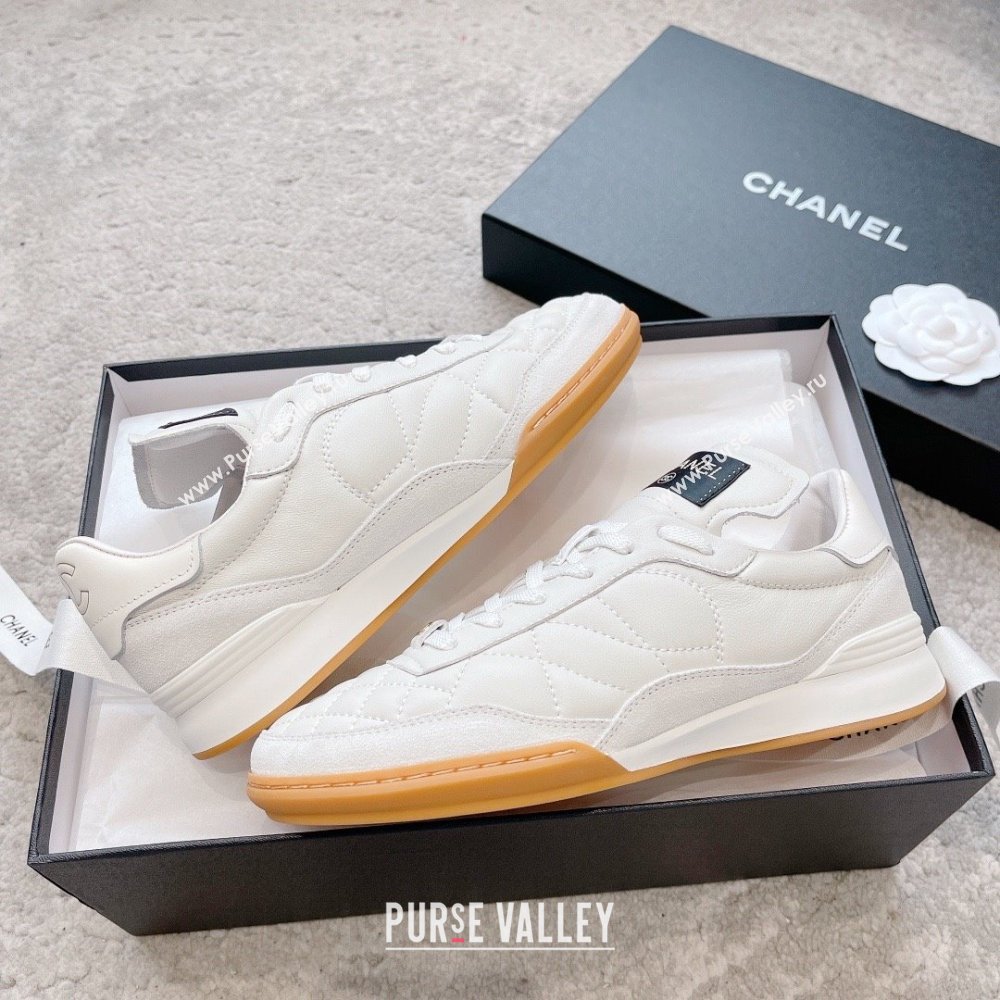 chanel white Calfskin & Suede Calfskin sneakers G45335 2023 (ssxy-231013-03)
