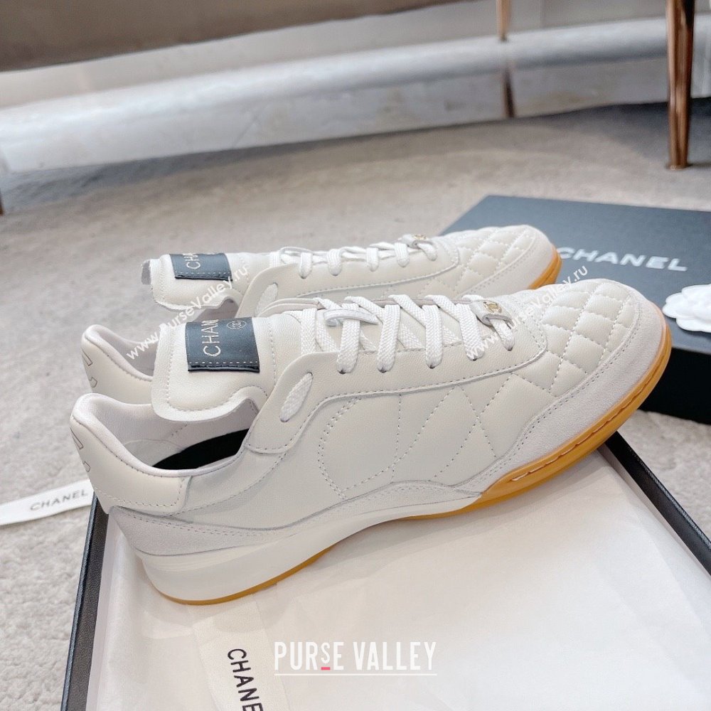 chanel white Calfskin & Suede Calfskin sneakers G45335 2023 (ssxy-231013-03)