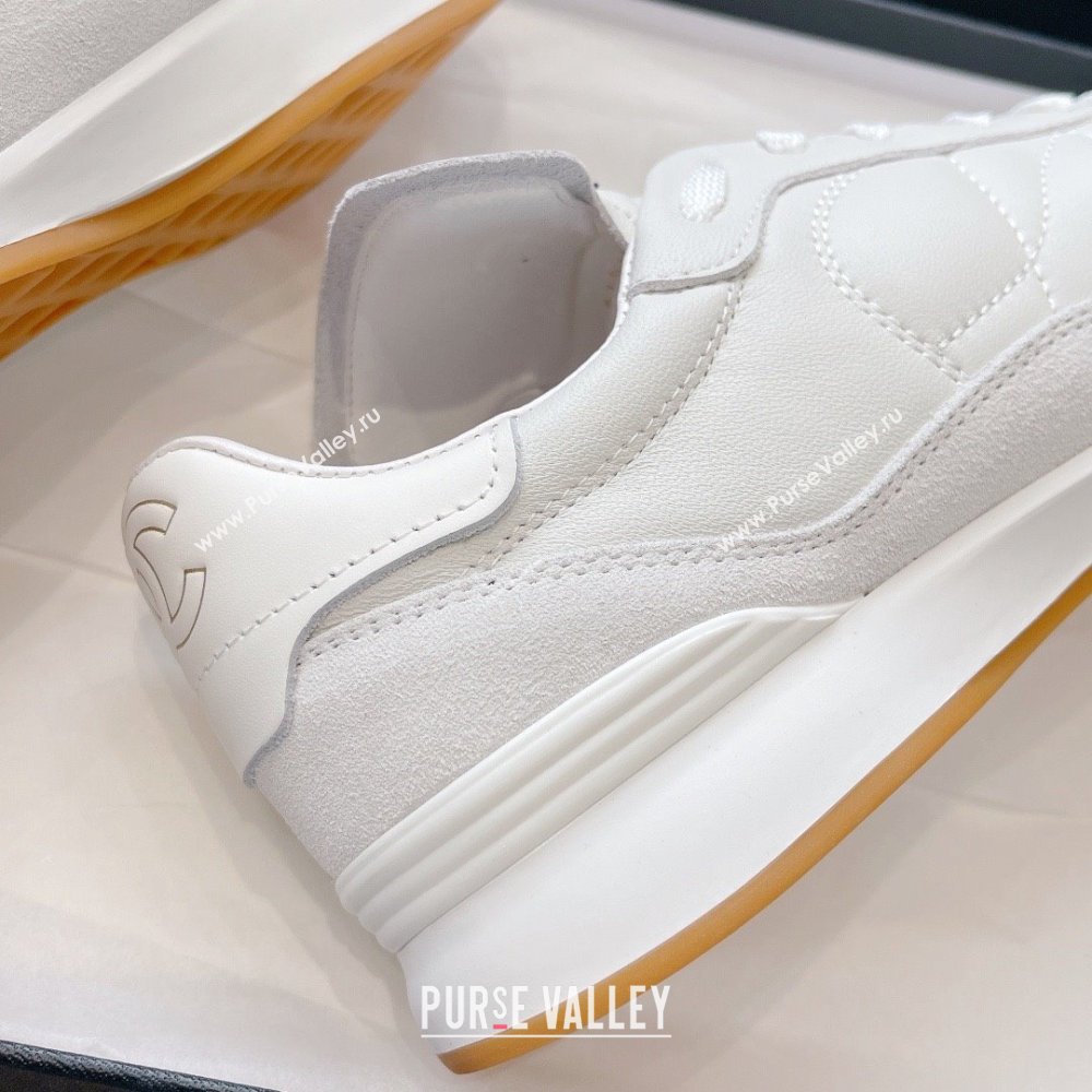 chanel white Calfskin & Suede Calfskin sneakers G45335 2023 (ssxy-231013-03)