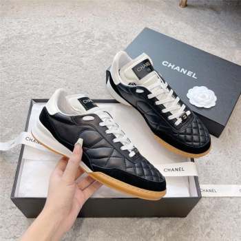 chanel black Calfskin & Suede Calfskin sneakers G45335 2023 (ssxy-231013-04)