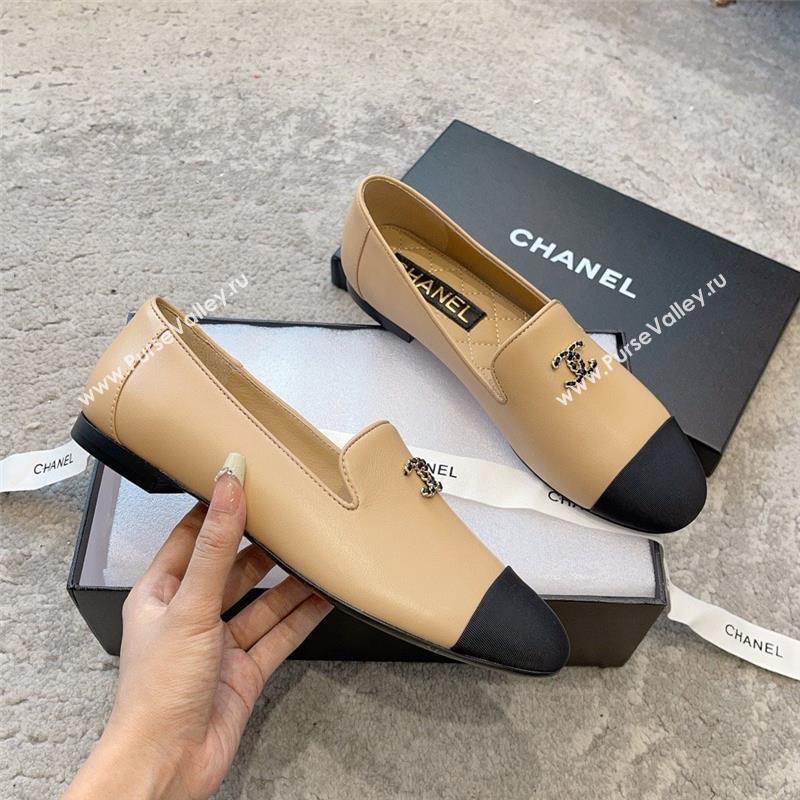 chanel Lambskin & Grosgrain apricot & Black Moccasins G45276 2023 (ssxy-231013-06)