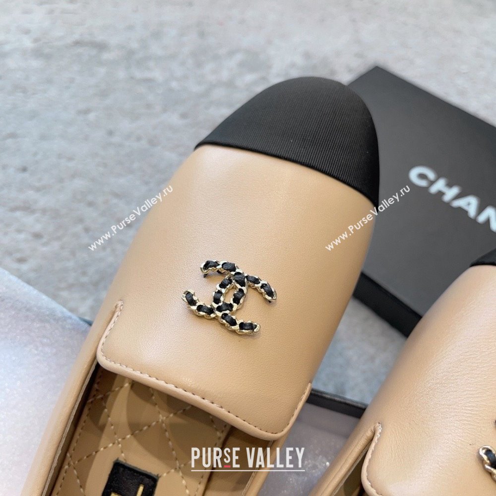 chanel Lambskin & Grosgrain apricot & Black Moccasins G45276 2023 (ssxy-231013-06)
