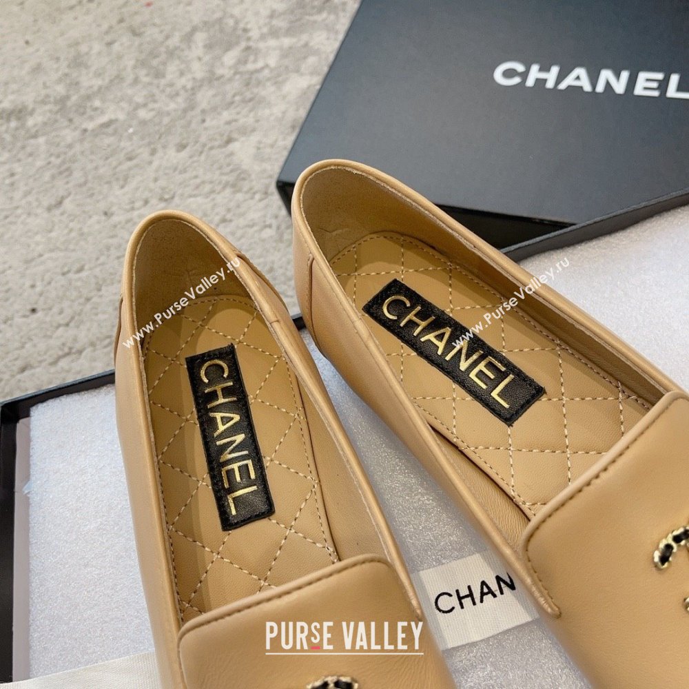 chanel Lambskin & Grosgrain apricot & Black Moccasins G45276 2023 (ssxy-231013-06)