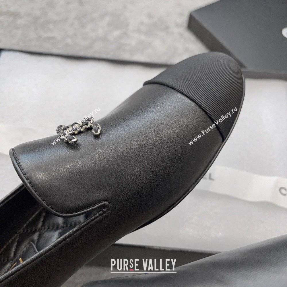 chanel Lambskin & Grosgrain Black Moccasins G45276 2023 (ssxy-231013-07)