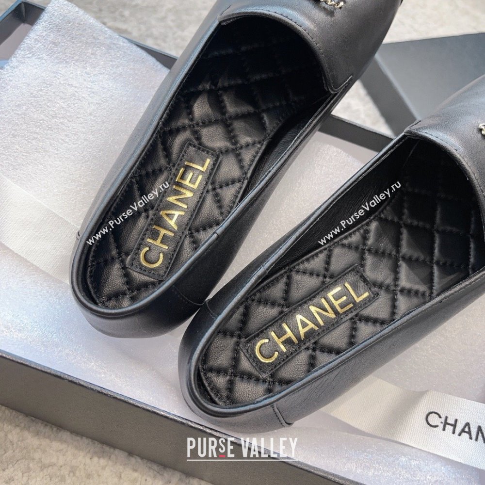 chanel Lambskin & Grosgrain Black Moccasins G45276 2023 (ssxy-231013-07)