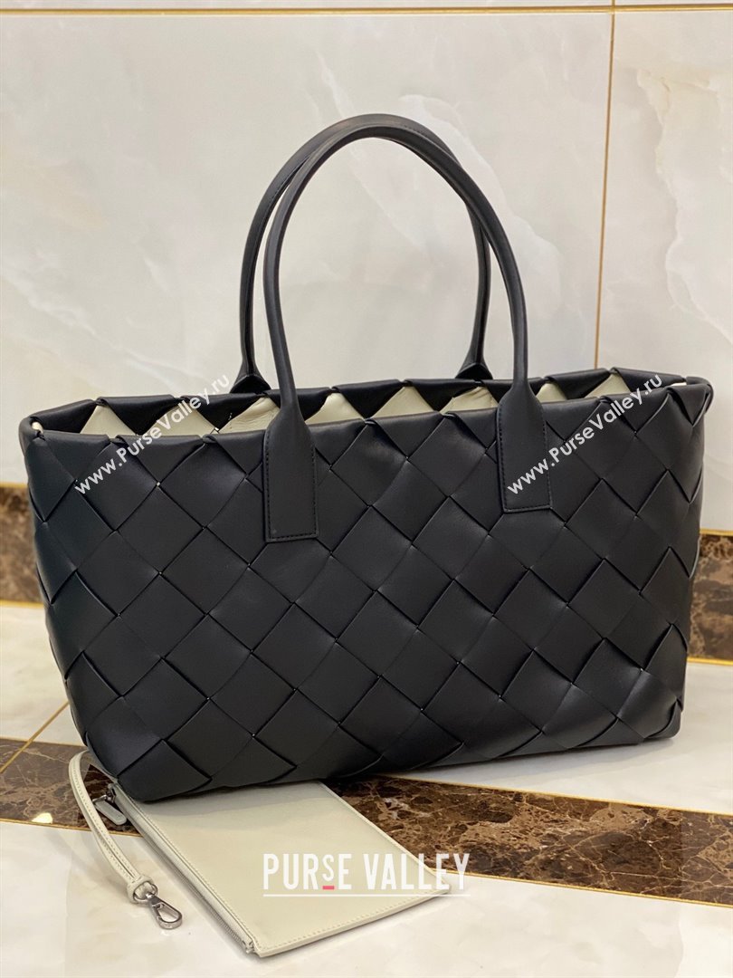 Bottega Veneta Intrecciato Nappa arco tote bag black/white 2021 (misu-210226-06)