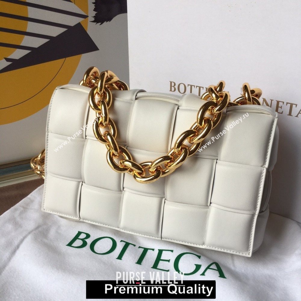 Bottega Veneta THE CHAIN CASSETTE shoulder bag off white/gold 2020 (wante-2367)