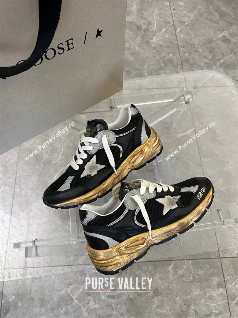 golden goose Dad-Star in black mesh and nappa with ice-colored star sneakers 2024 (danni-240129-03)