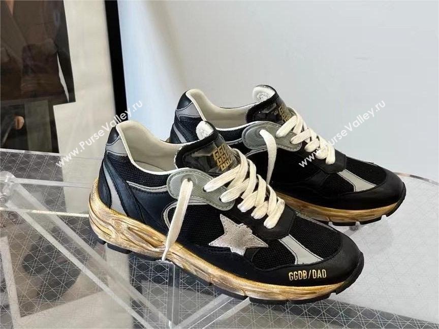 golden goose Dad-Star in black mesh and nappa with ice-colored star sneakers 2024 (danni-240129-03)