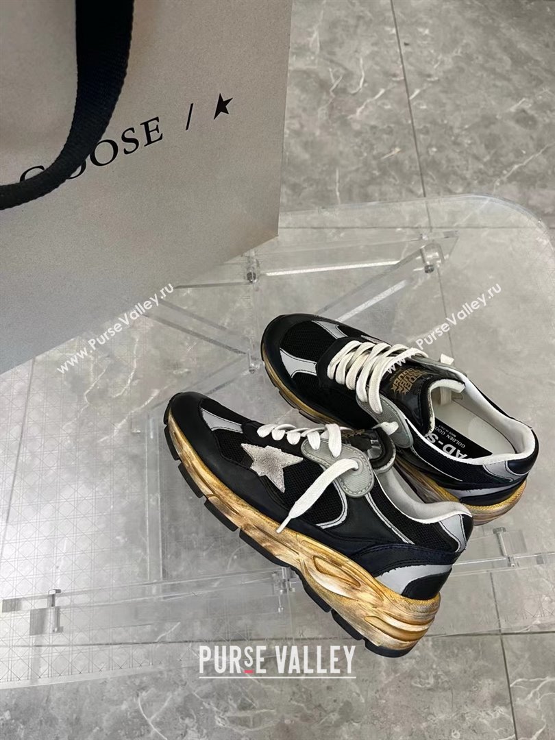 golden goose Dad-Star in black mesh and nappa with ice-colored star sneakers 2024 (danni-240129-03)