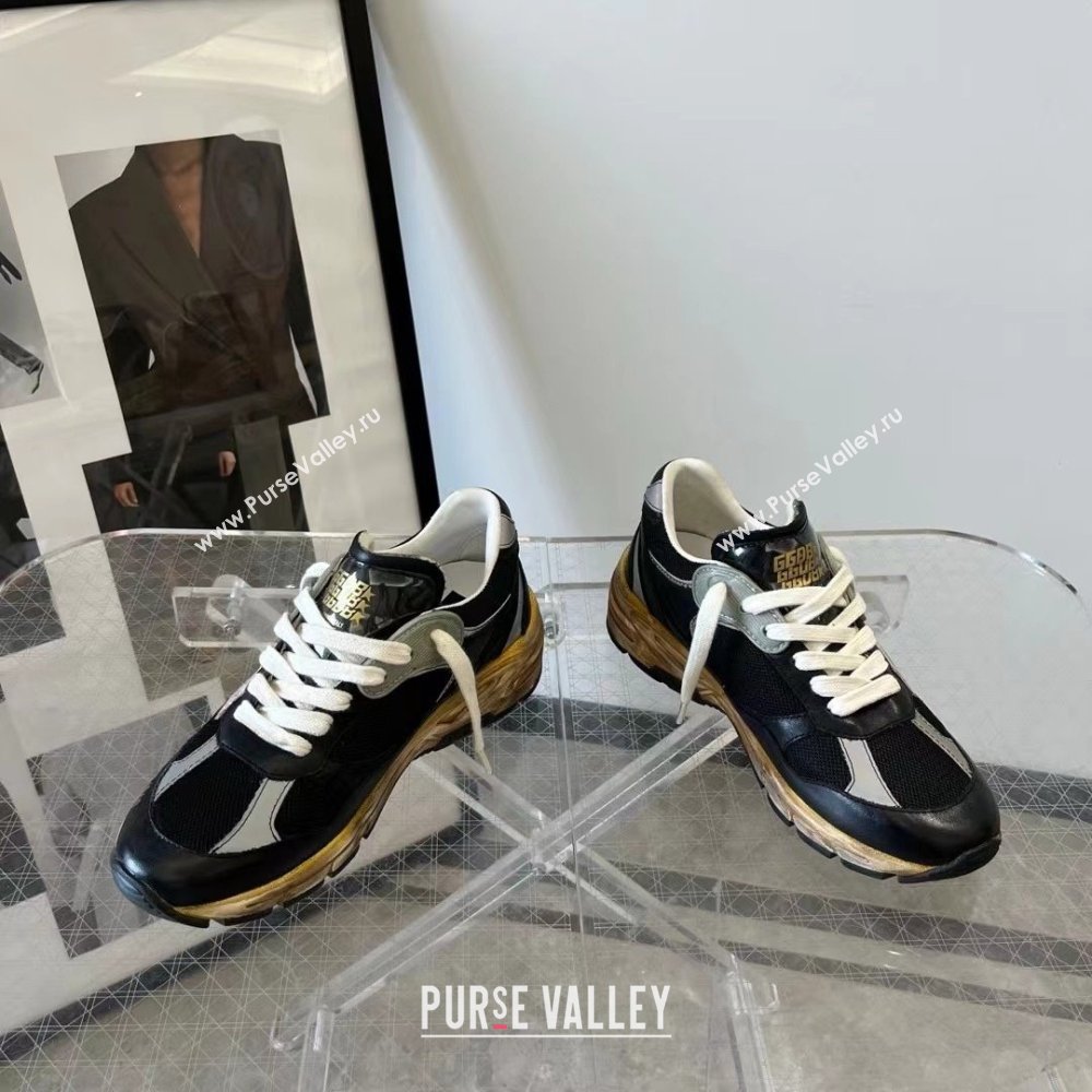 golden goose Dad-Star in black mesh and nappa with ice-colored star sneakers 2024 (danni-240129-03)