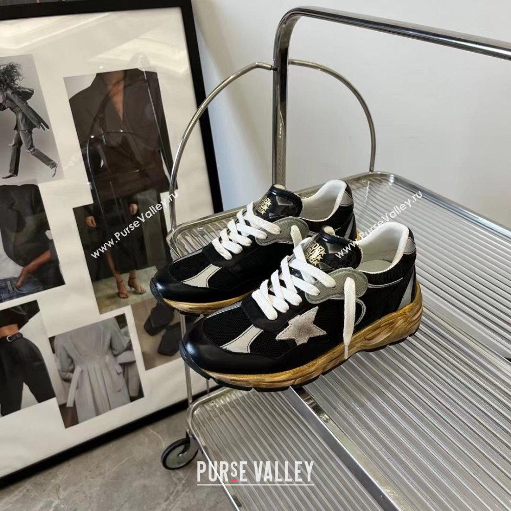 golden goose Dad-Star in black mesh and nappa with ice-colored star sneakers 2024 (danni-240129-03)