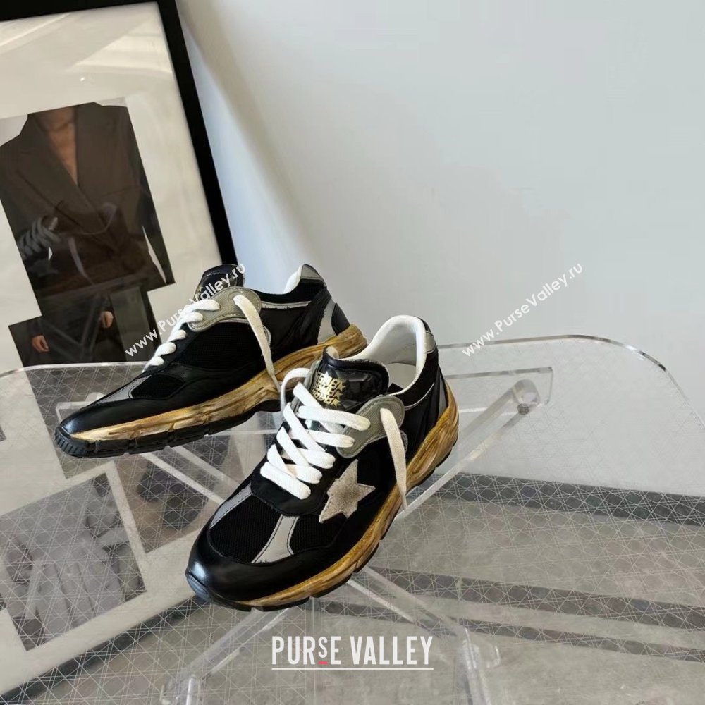 golden goose Dad-Star in black mesh and nappa with ice-colored star sneakers 2024 (danni-240129-03)