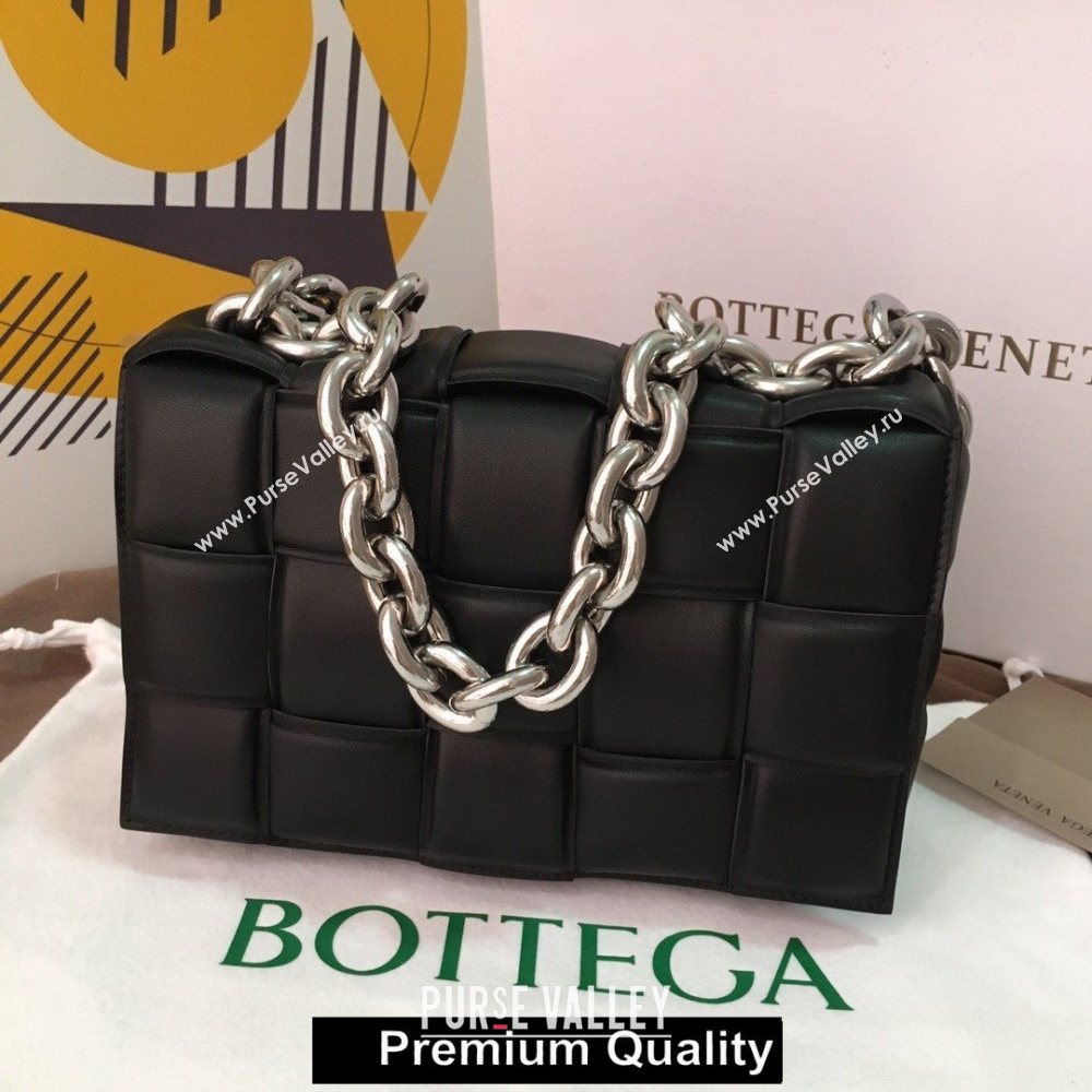 Bottega Veneta THE CHAIN CASSETTE shoulder bag black/silver 2020 (wante-8913)