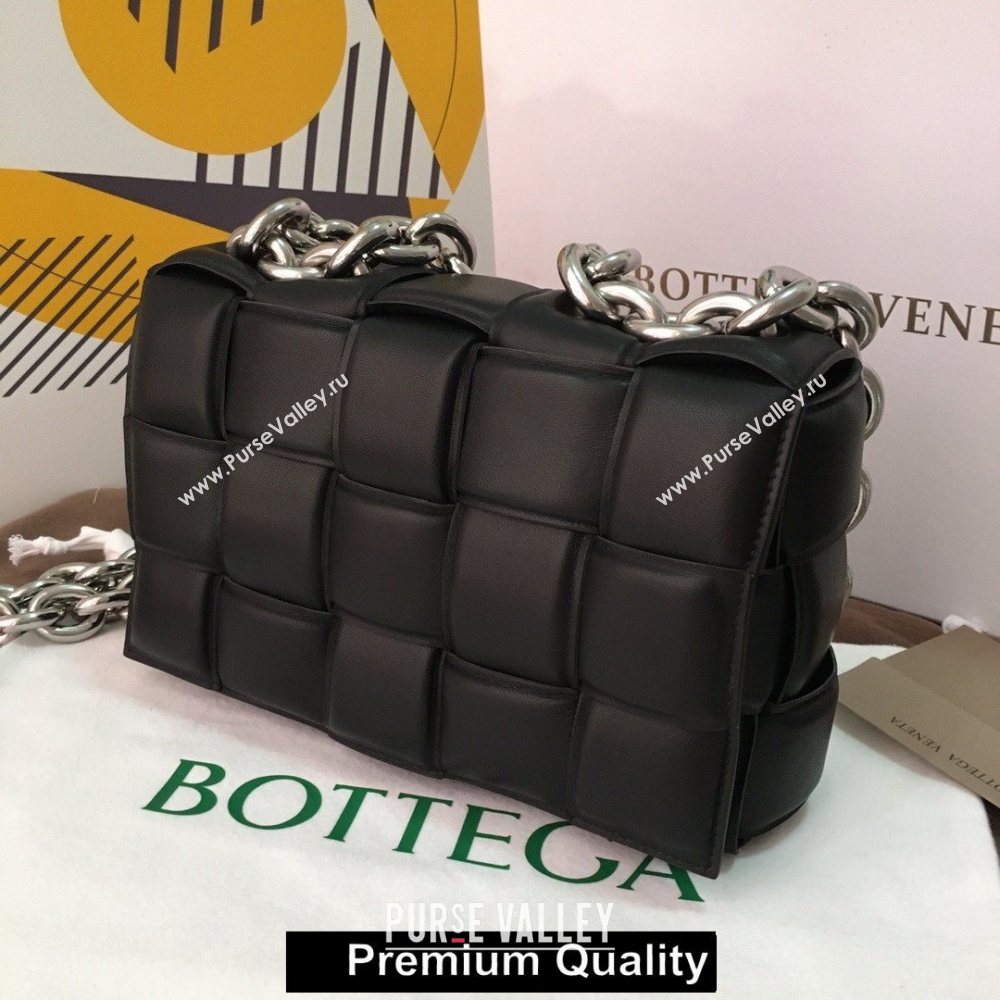 Bottega Veneta THE CHAIN CASSETTE shoulder bag black/silver 2020 (wante-8913)