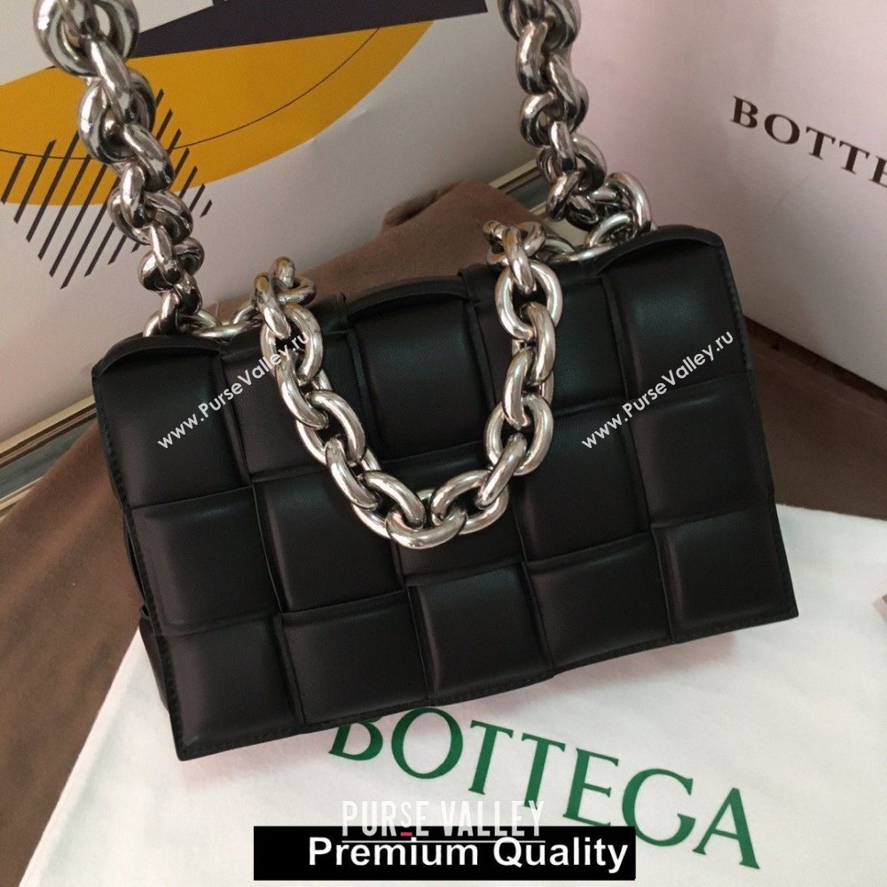 Bottega Veneta THE CHAIN CASSETTE shoulder bag black/silver 2020 (wante-8913)