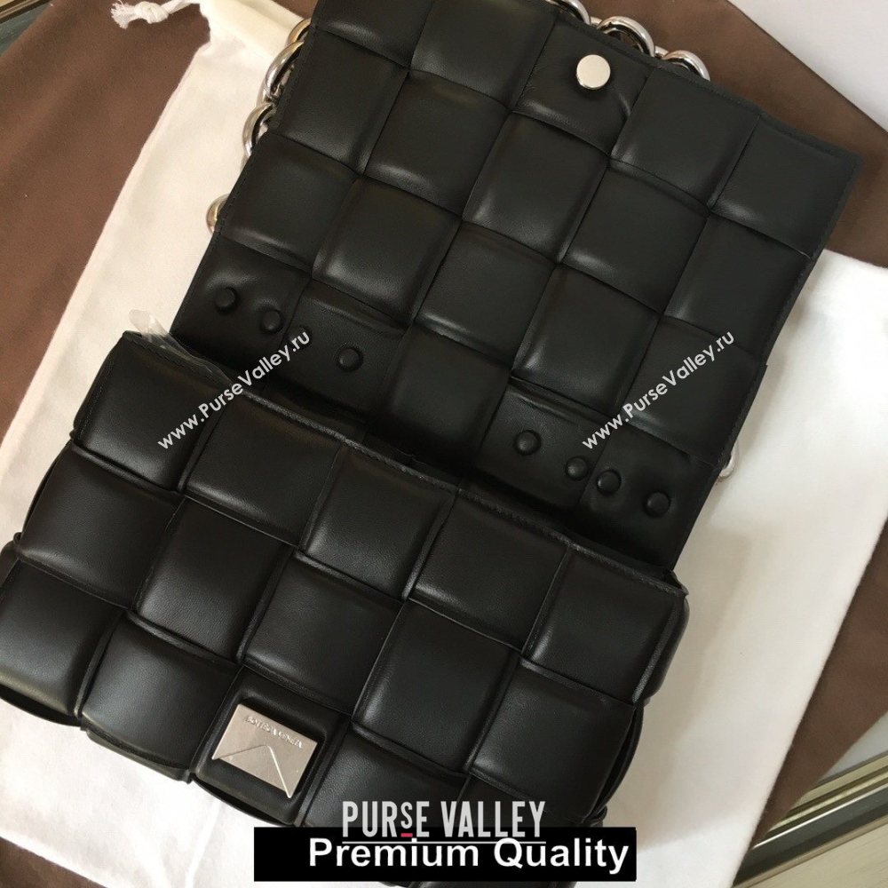 Bottega Veneta THE CHAIN CASSETTE shoulder bag black/silver 2020 (wante-8913)