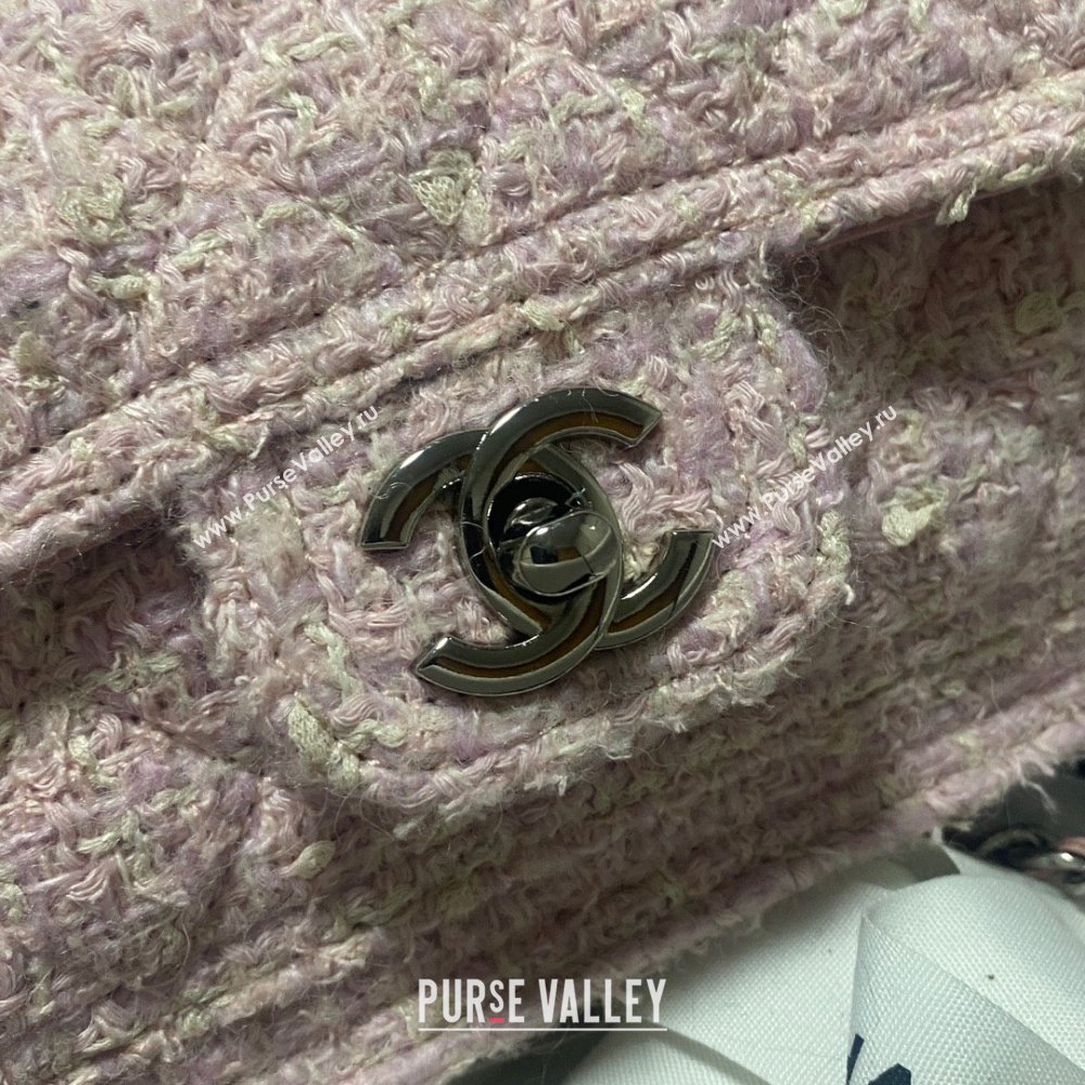 Chanel Tweed Silver-Tone Metal Pink Light Beige Mini Flap Bag AS4051 2023 (JIYUAN-231215-05)