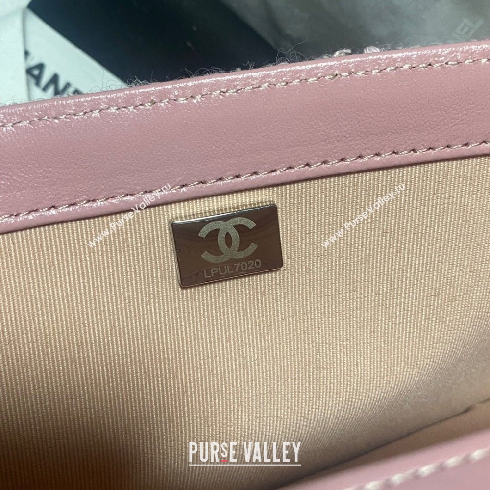 Chanel Tweed Silver-Tone Metal Pink Light Beige Mini Flap Bag AS4051 2023 (JIYUAN-231215-05)