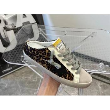 golden goose Super-Star Sabot in leopard print pony skin with black star sneakers 2024 (danni-240129-08)