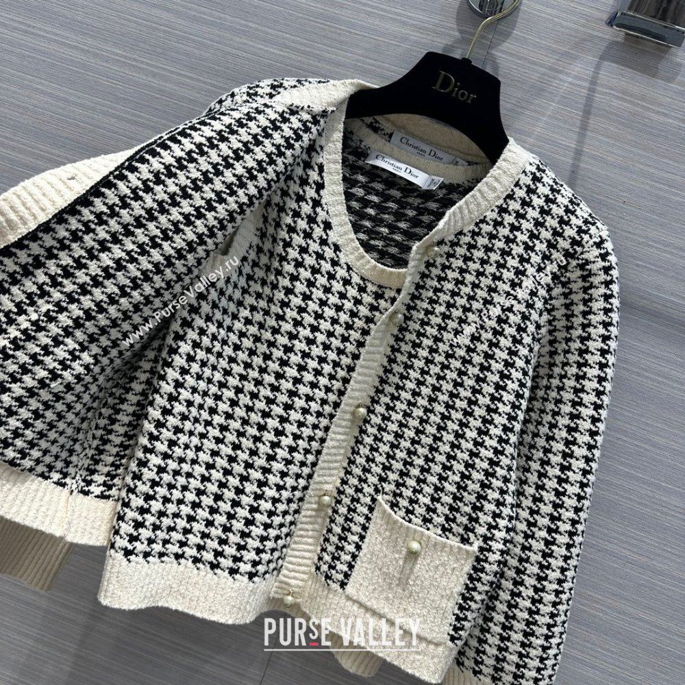 dior Black and White Houndstooth Technical Cotton Knit Twin-Set 2024 SPRING (QIQI-231214-20)