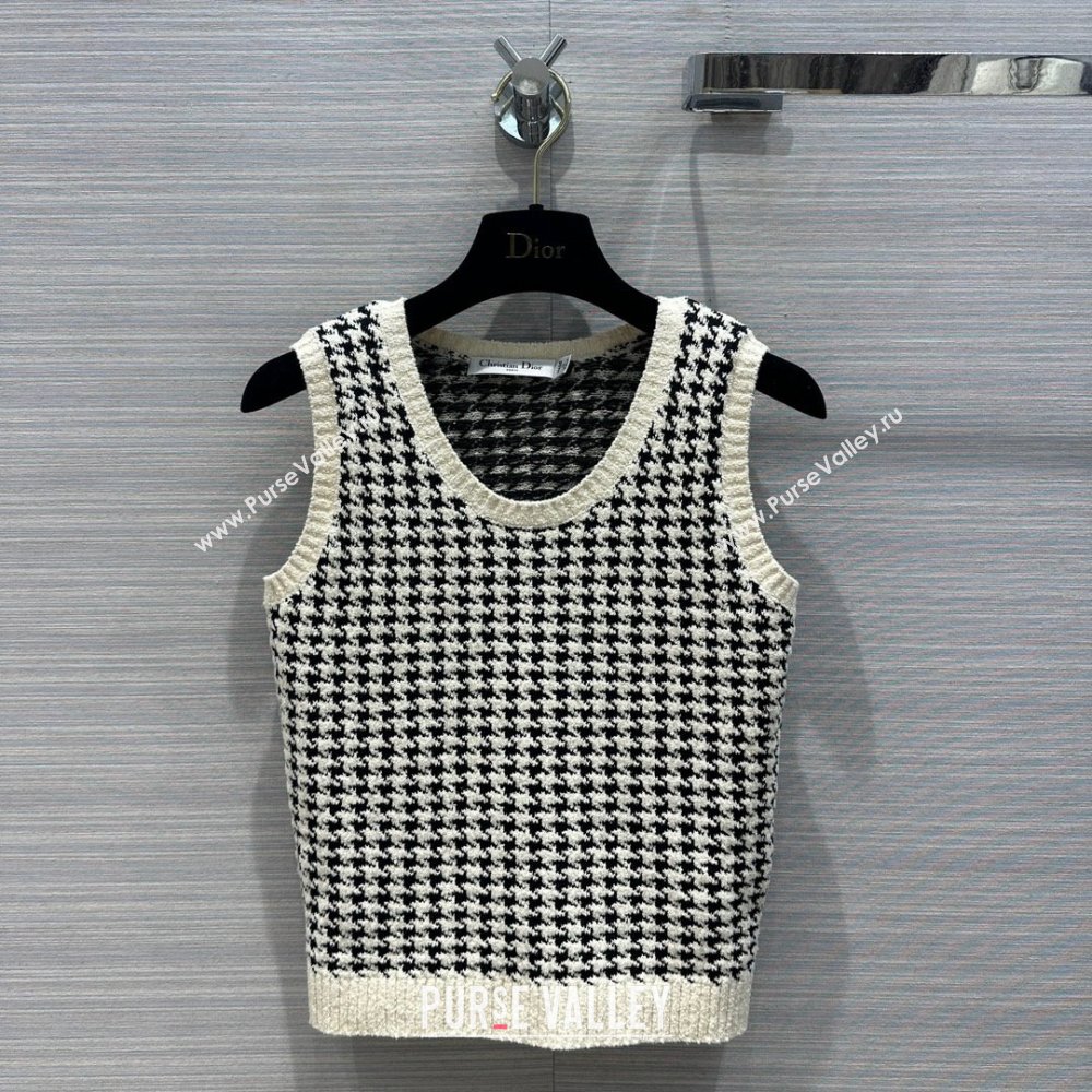 dior Black and White Houndstooth Technical Cotton Knit Twin-Set 2024 SPRING (QIQI-231214-20)