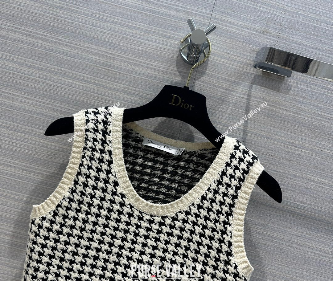 dior Black and White Houndstooth Technical Cotton Knit Twin-Set 2024 SPRING (QIQI-231214-20)