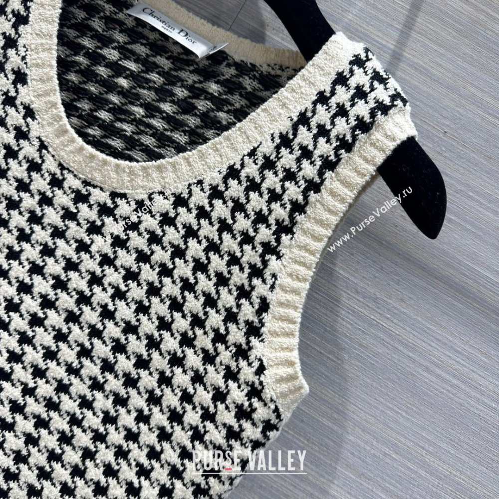 dior Black and White Houndstooth Technical Cotton Knit Twin-Set 2024 SPRING (QIQI-231214-20)