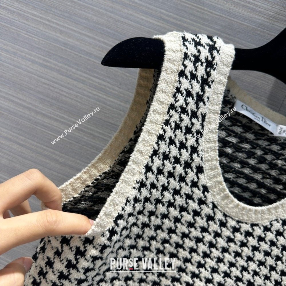 dior Black and White Houndstooth Technical Cotton Knit Twin-Set 2024 SPRING (QIQI-231214-20)