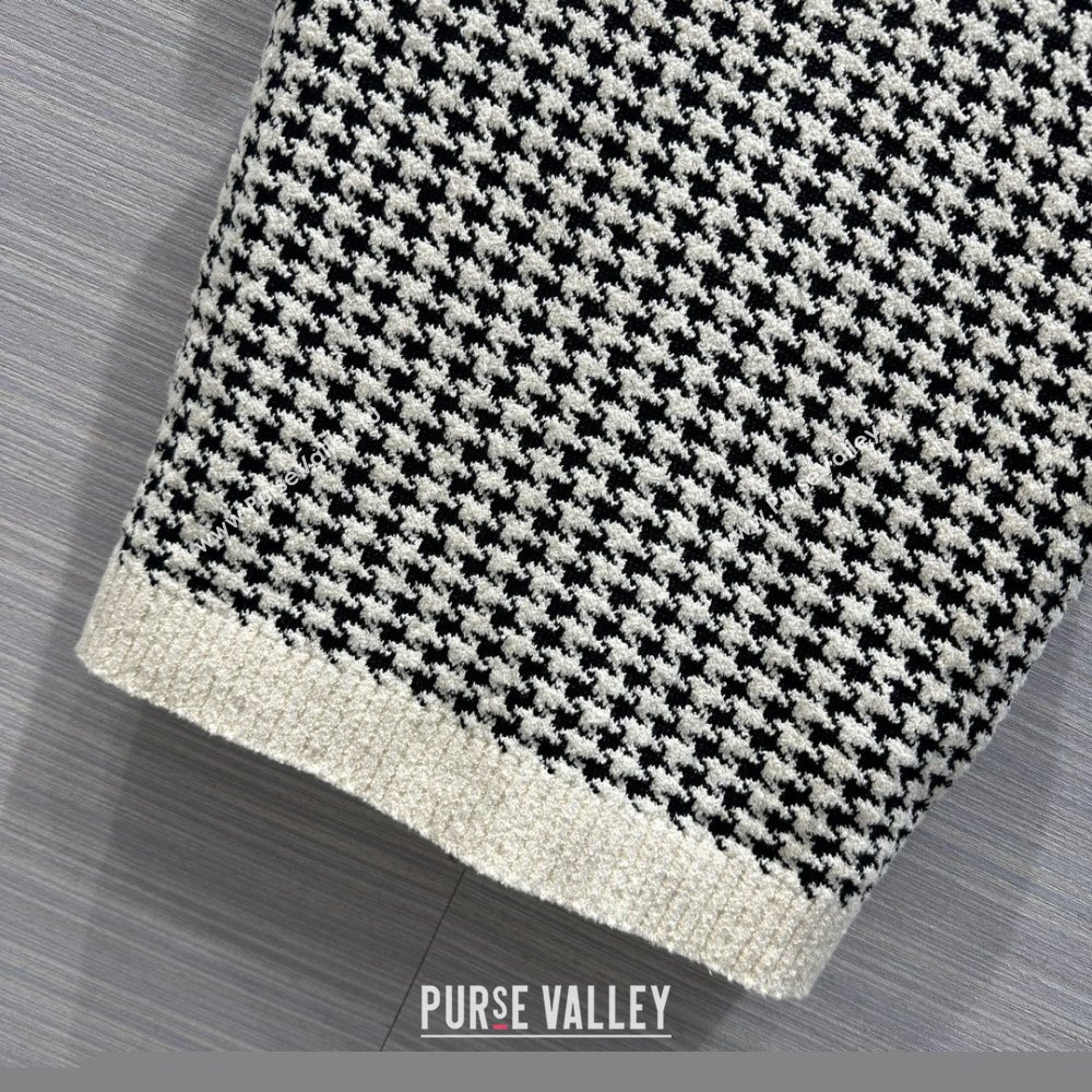 dior Black and White Houndstooth Technical Cotton Knit Twin-Set 2024 SPRING (QIQI-231214-20)