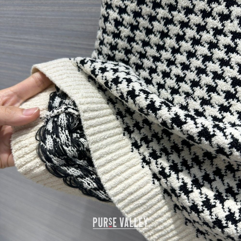 dior Black and White Houndstooth Technical Cotton Knit Twin-Set 2024 SPRING (QIQI-231214-20)