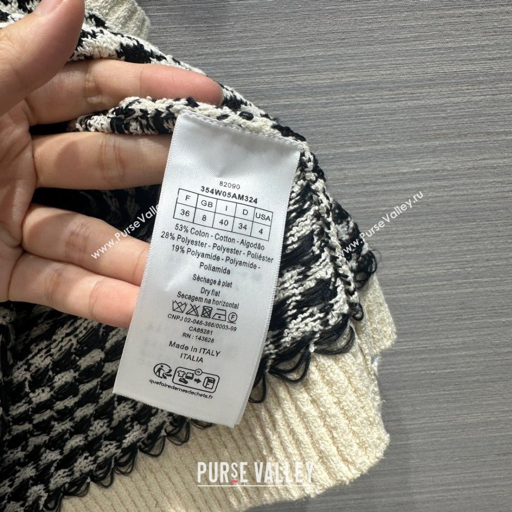 dior Black and White Houndstooth Technical Cotton Knit Twin-Set 2024 SPRING (QIQI-231214-20)