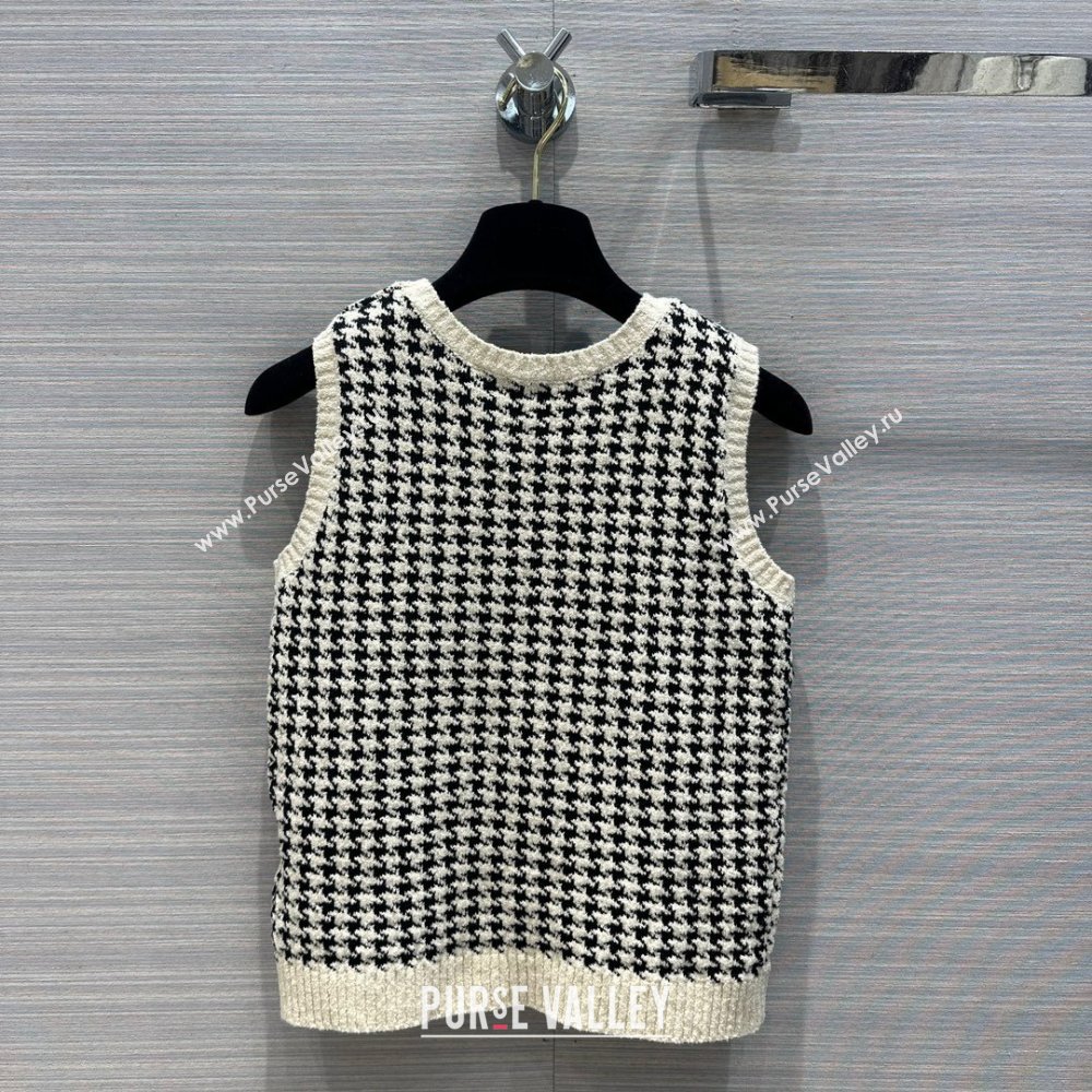 dior Black and White Houndstooth Technical Cotton Knit Twin-Set 2024 SPRING (QIQI-231214-20)