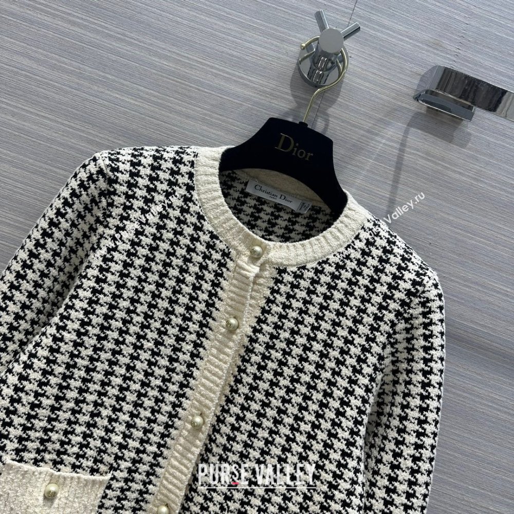 dior Black and White Houndstooth Technical Cotton Knit Twin-Set 2024 SPRING (QIQI-231214-20)