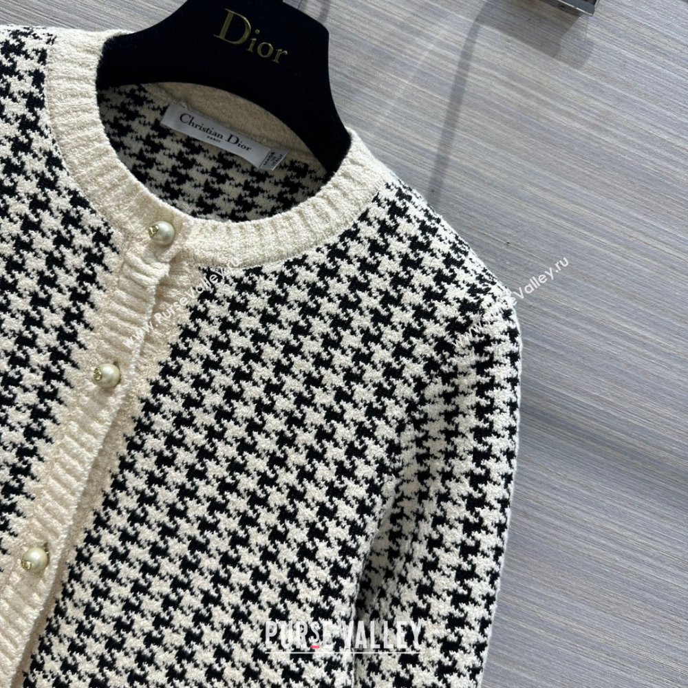 dior Black and White Houndstooth Technical Cotton Knit Twin-Set 2024 SPRING (QIQI-231214-20)