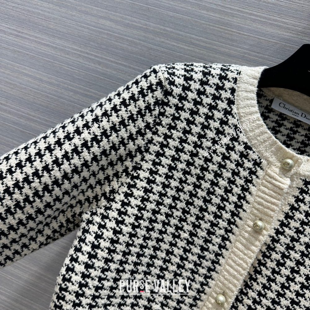dior Black and White Houndstooth Technical Cotton Knit Twin-Set 2024 SPRING (QIQI-231214-20)