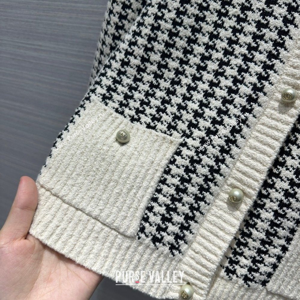 dior Black and White Houndstooth Technical Cotton Knit Twin-Set 2024 SPRING (QIQI-231214-20)