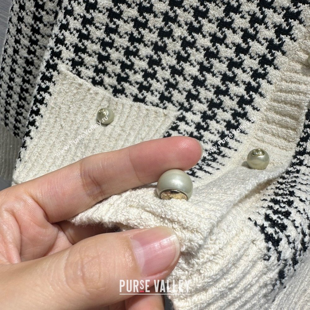 dior Black and White Houndstooth Technical Cotton Knit Twin-Set 2024 SPRING (QIQI-231214-20)