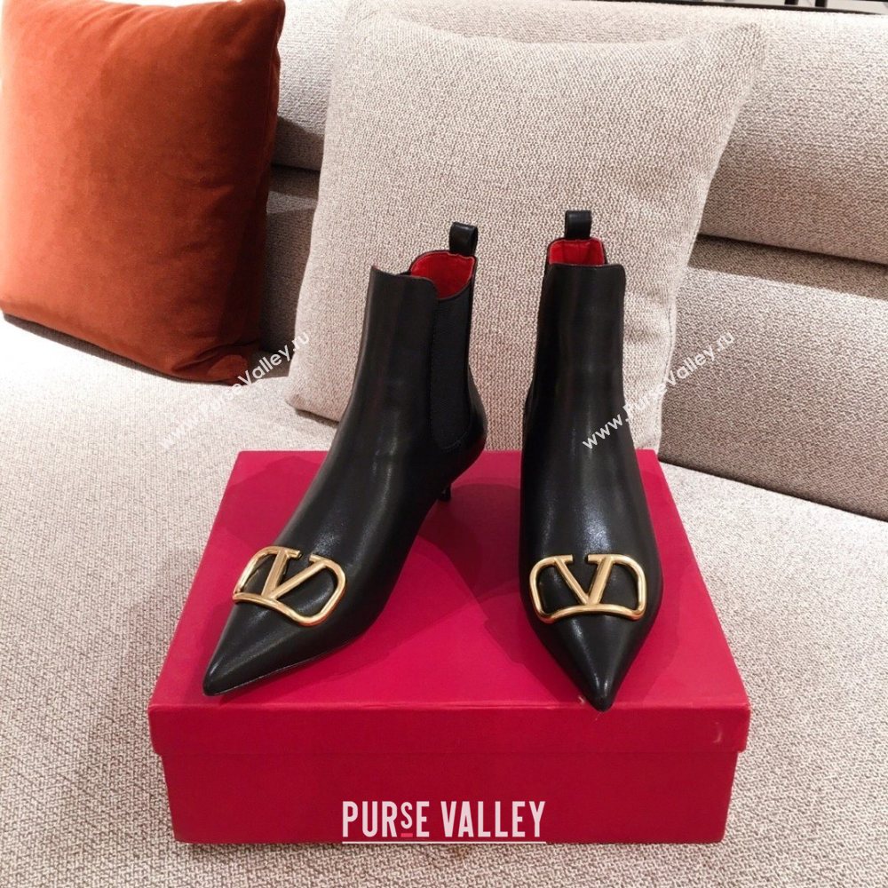 valentino 4cm heel GARAVANI VLogo Signature calfskin Ankle Boot black 2020 (kaola-201118-h)