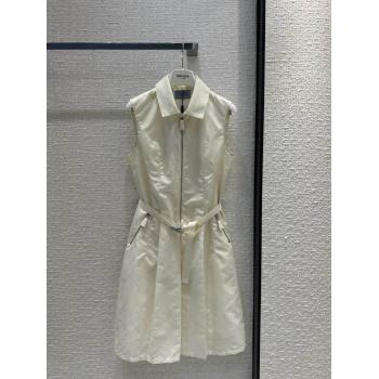 PRADA Faille midi-dress white 2024 (QIQI-240325-21)