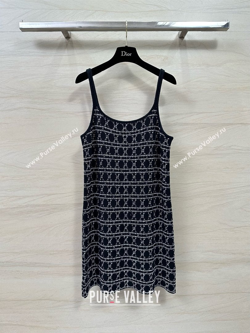 DIOR Black and White Technical Cotton Tweed Macrocannage Short Dress 2024 (QIQI-240325-22)