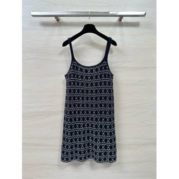 DIOR Black and White Technical Cotton Tweed Macrocannage Short Dress 2024 (QIQI-240325-22)