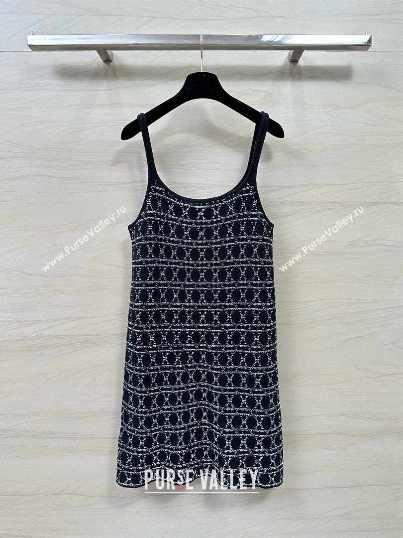 DIOR Black and White Technical Cotton Tweed Macrocannage Short Dress 2024 (QIQI-240325-22)