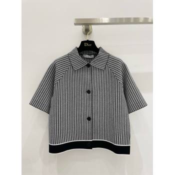 DIOR White and Black Houndstooth Technical Knit Short-Sleeved Jacket 2024 (QIQI-240325-25)