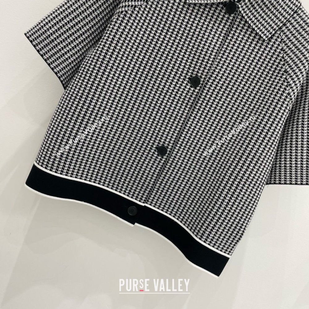 DIOR White and Black Houndstooth Technical Knit Short-Sleeved Jacket 2024 (QIQI-240325-25)