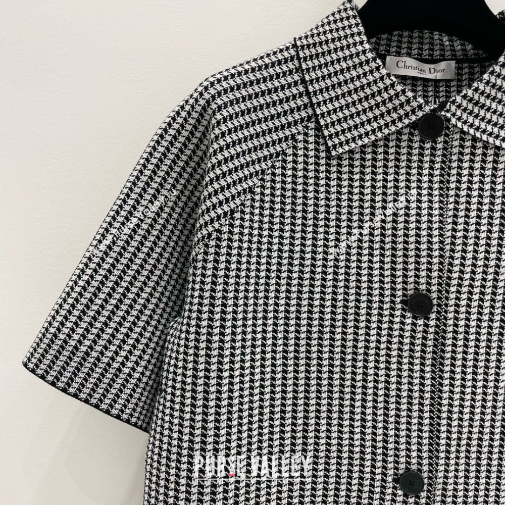 DIOR White and Black Houndstooth Technical Knit Short-Sleeved Jacket 2024 (QIQI-240325-25)