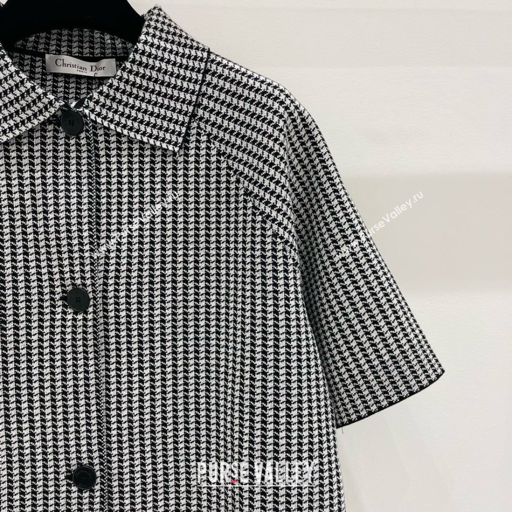 DIOR White and Black Houndstooth Technical Knit Short-Sleeved Jacket 2024 (QIQI-240325-25)